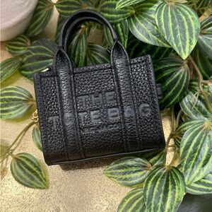 NWOT Marc Jacobs Black Leather Mini Tote Bagcharm
